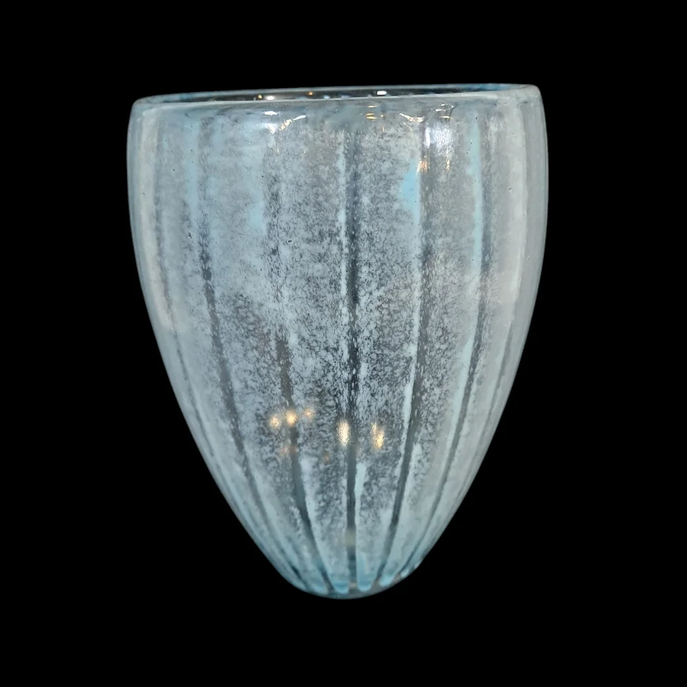 Crate & Barrel Blue Striped Ribbed Tall Breeze Vase 9